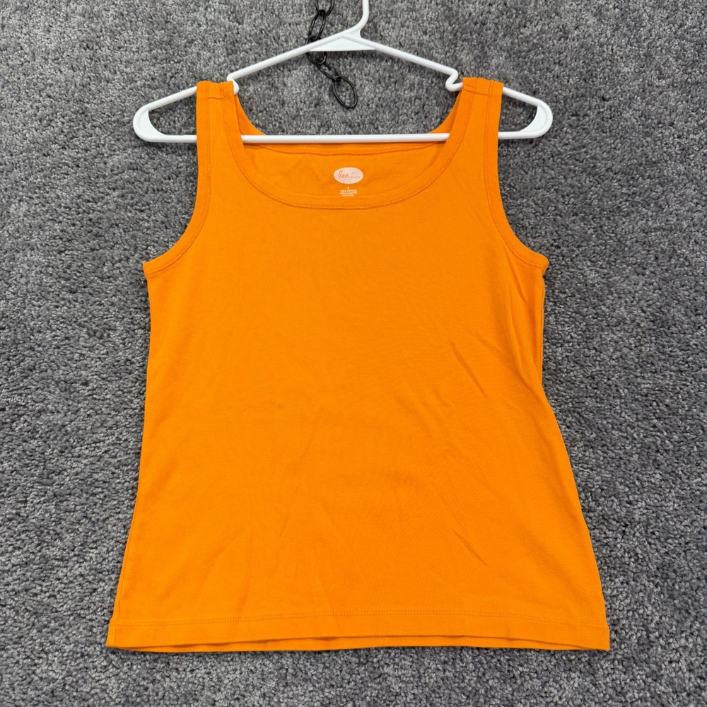 Lee Jeans Tank Top Womens Small Orange Scoop Neck Sleeveless Cotton Solid